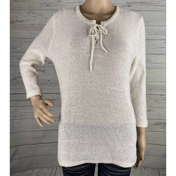Chaps Sweater Large Lace Up - Picture 1 of 12